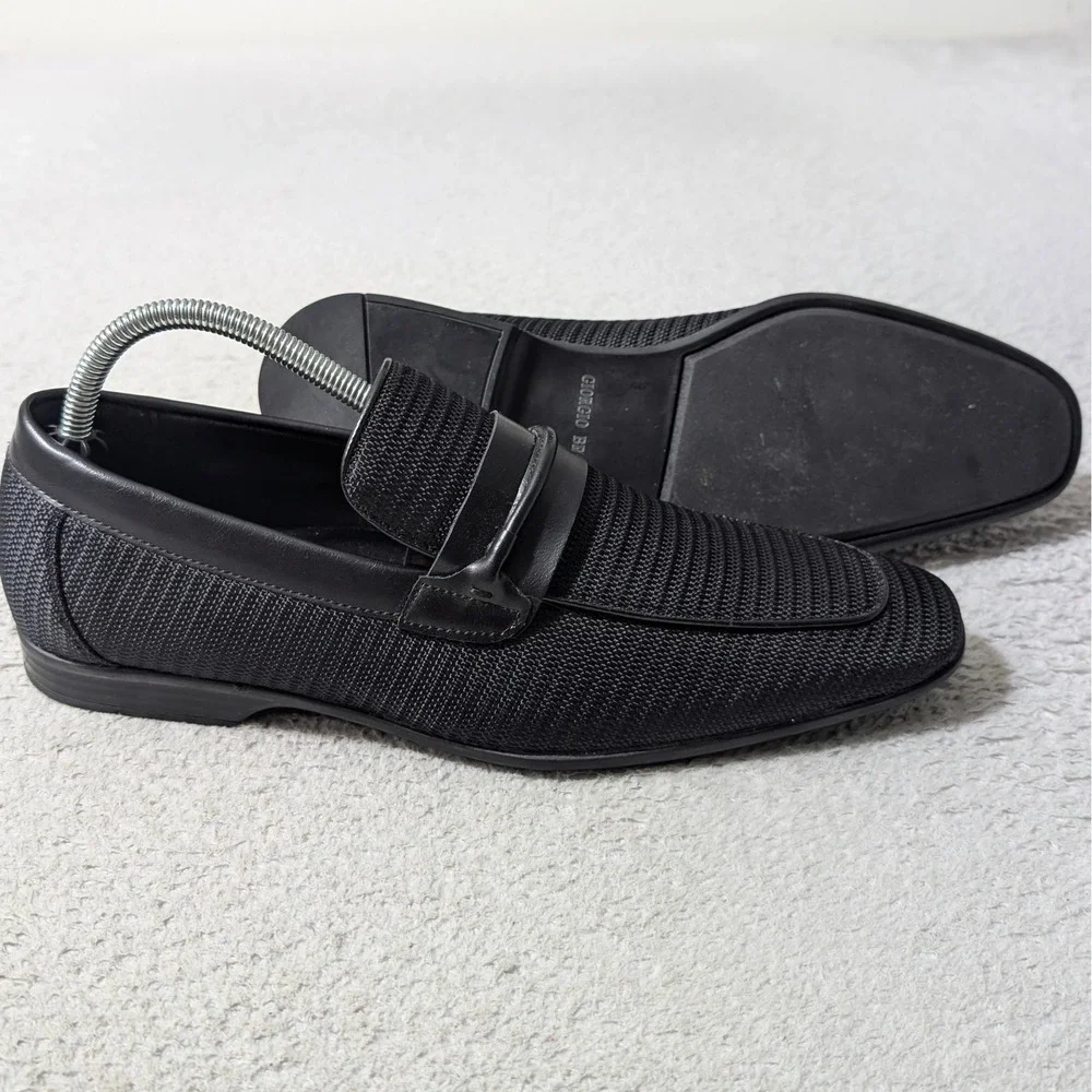 Giorgio Brutini Loafers Mens 8.5‎ Black Harry Woven Textile Penny Slip On Shoes